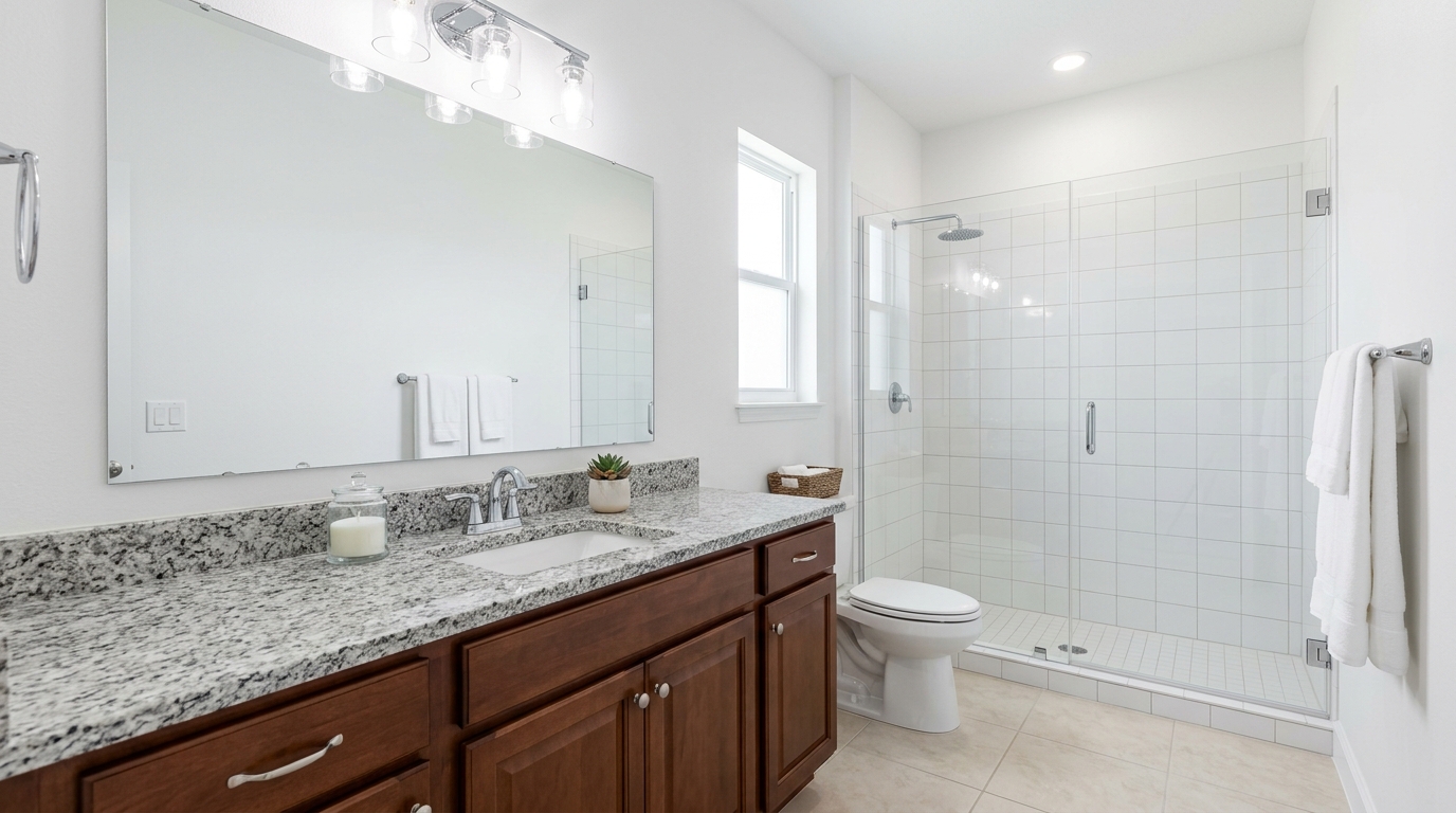 After: Clean remediated bathroom and vanity in Cape Coral