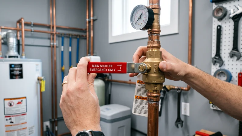 Turning off residential main water shutoff valve to stop flood leak in Cape Coral FL home